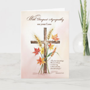 With Deepest Sympathy Religious Cross Wheat Autumn Card