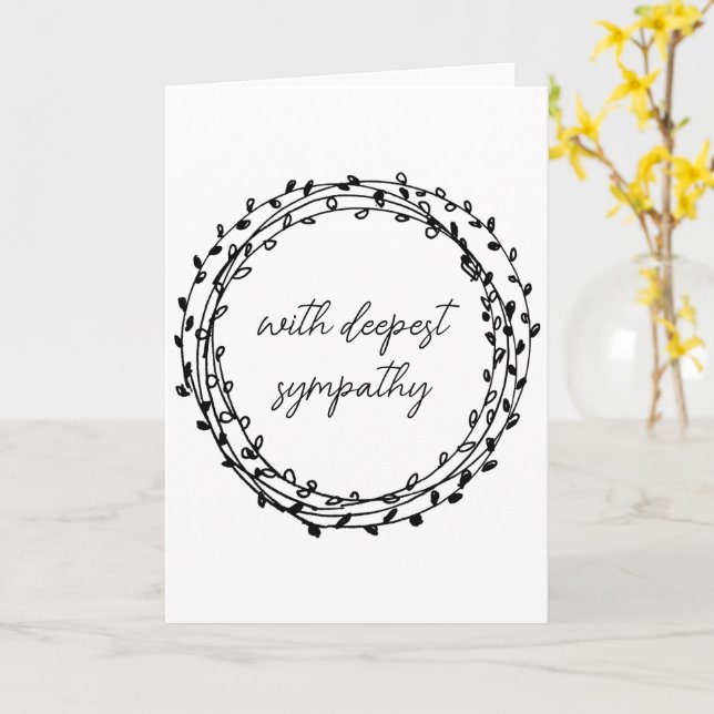 With deepest sympathy sober wreath condolences  card (Yellow Flower)