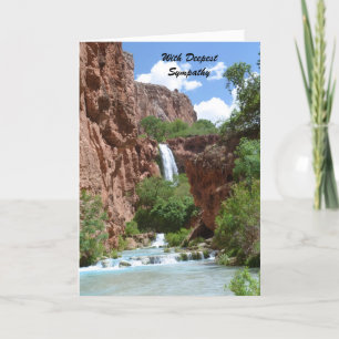 With Deepest Sympathy Waterfall Red Cliff Greeting Card