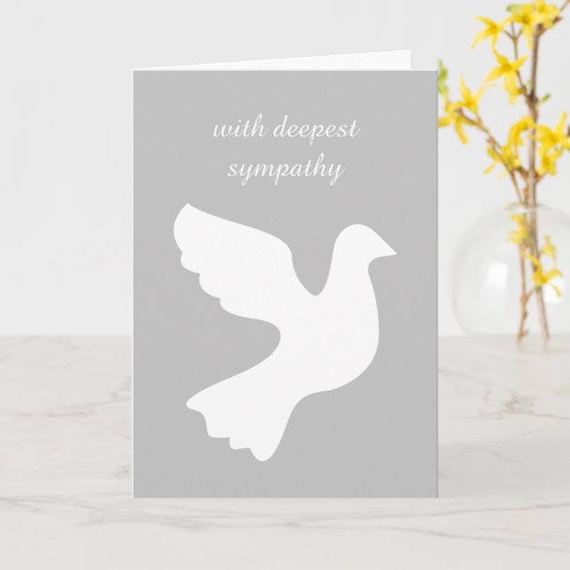 With deepest sympathy white dove condolences card (Yellow Flower)