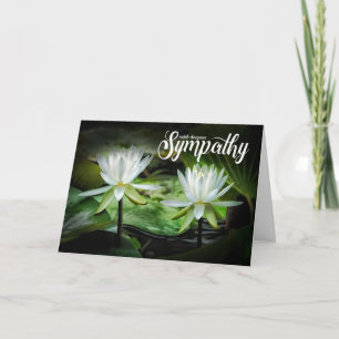With Deepest Sympathy White Waterlilies Card