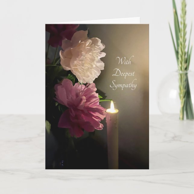 With Deepest Sympathy with White and Pink Peonies  Card (Front)