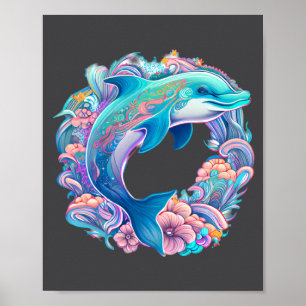 With Easter Festive Illustration Charming Dolphin Poster