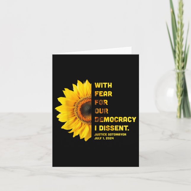 With Fear For Our Democracy I Dissent Womens Right Card (Front)