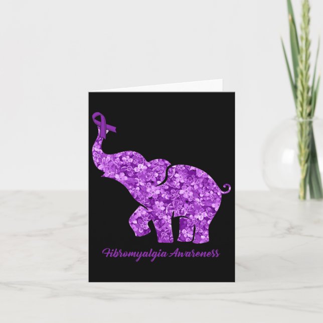 With Flower Fibromyalgia Awareness Ribbon  Card (Front)