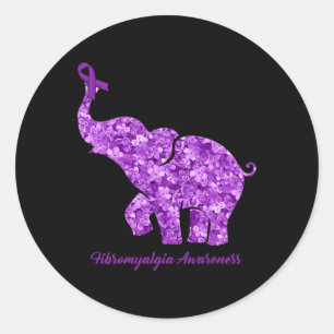 With Flower Fibromyalgia Awareness Ribbon  Classic Round Sticker