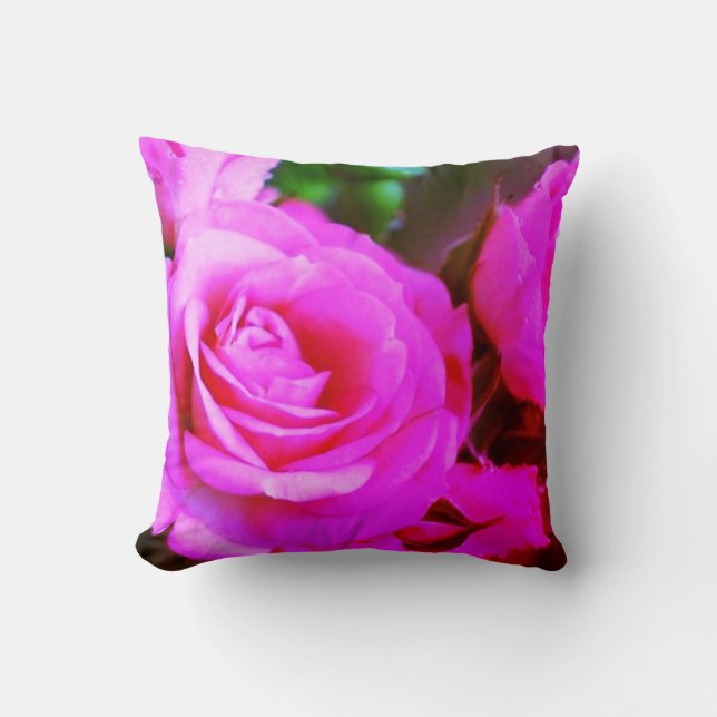 With Flowers Throw Pillow (Front)