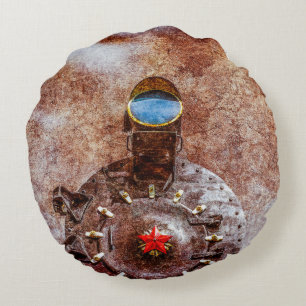 With Full Steam On Round Pillow