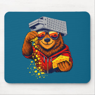 With Funny Bear Cheese Grater Hat Bear Mouse Pad