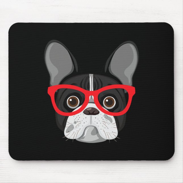 With Gles - Frenchie Bulldog  Mouse Pad (Front)