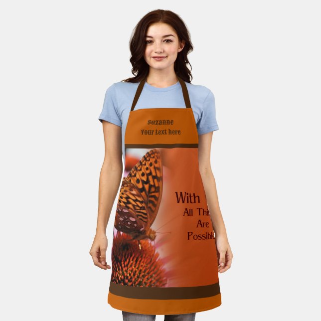 With God All Possible Inspirational Personalized Apron (Worn)