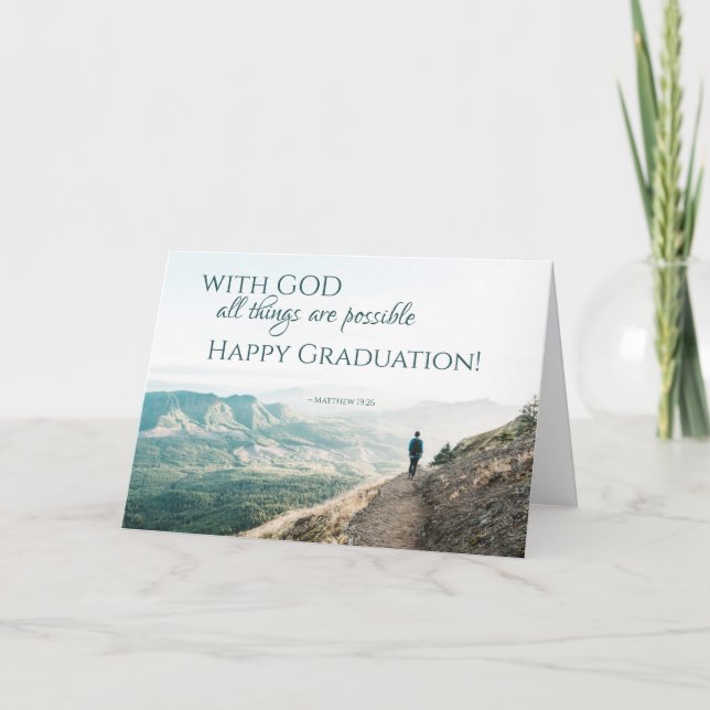 With God all Things are Possible Bible Graduation Card (Front)