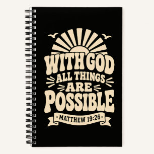 With God All Things Are Possible Boho Cream Notes Notebook