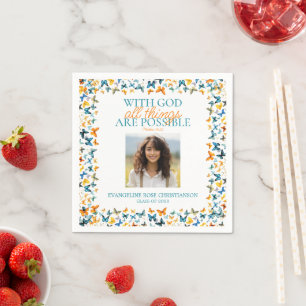 With God All Things are Possible Butterfly Grad  Napkin