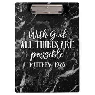 With God all things are Possible Christian Bible Clipboard