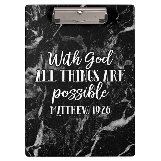 With God all things are Possible Christian Bible Clipboard (Front)