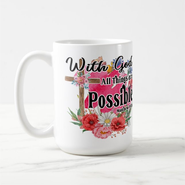 With God All Things Are Possible Christian Bible   Coffee Mug (Left)
