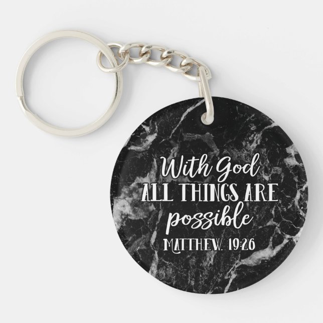 With God all things are Possible Christian Bible Keychain (Front)