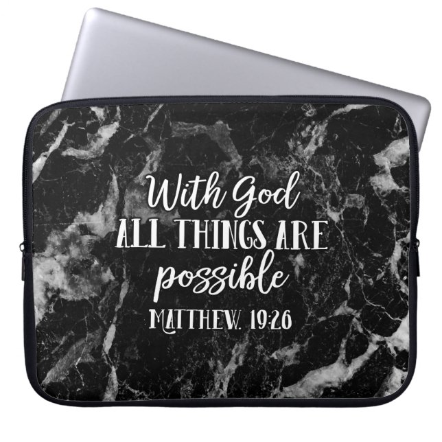 With God all things are Possible Christian Bible Laptop Sleeve (Front)