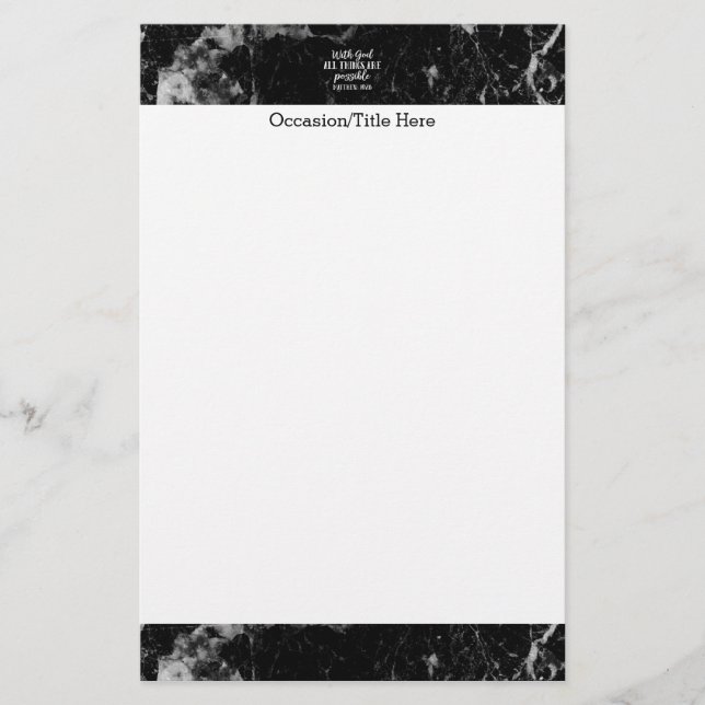 With God all things are Possible Christian Bible Stationery (Front)