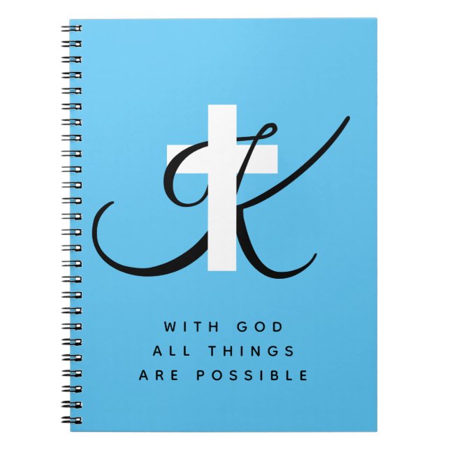 With God All Things Are Possible Christian cross Notebook (Front)