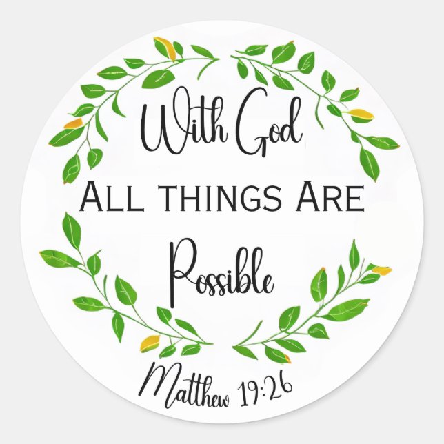 With God All Things are Possible Classic Round Sticker (Front)
