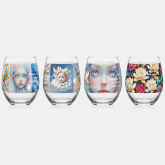 With God all things are possible. (Matthew 19:26) Stemless Wine Glass