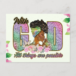 With God all things are possible, melanin, sista, Holiday Postcard