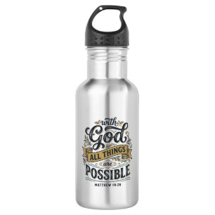With God All Things Are Possible Vintage Christian 532 Ml Water Bottle