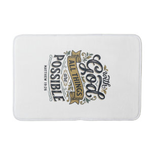 With God All Things Are Possible Vintage Christian Bath Mat