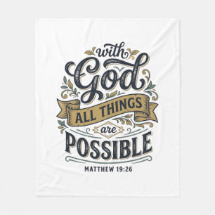 With God All Things Are Possible Vintage Christian Fleece Blanket