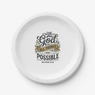 With God All Things Are Possible Vintage Christian Paper Plate