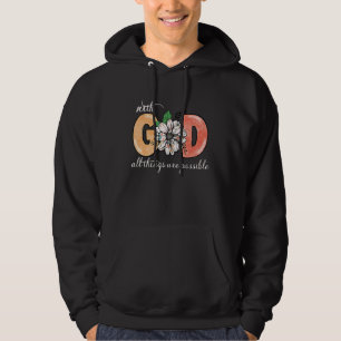 With God All Things Are Possible Womens Cute Retro Hoodie