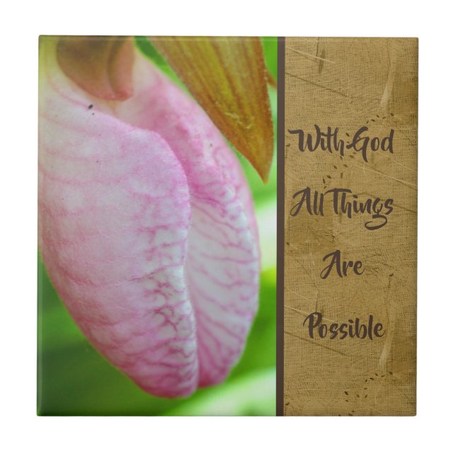 With God All Things Possible Inspirational  Tile (Front)
