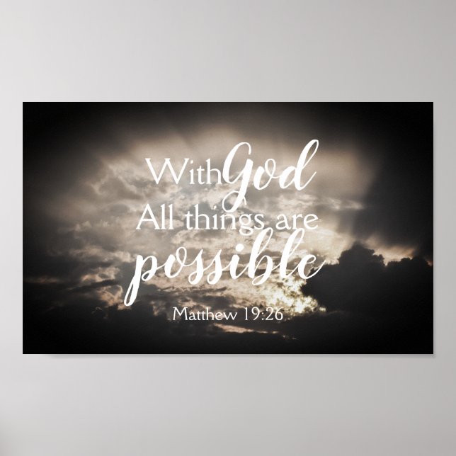 With God Are Possible Bible Verse Poster (Front)
