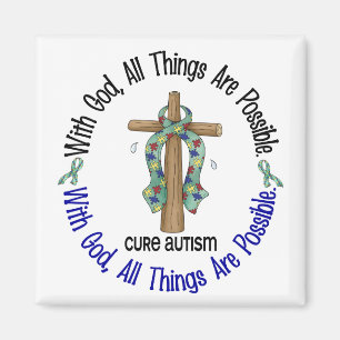 WITH GOD CROSS AUTISM T-Shirts & Gifts Magnet