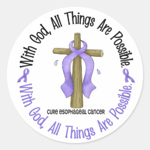 WITH GOD CROSS Esophageal Cancer T-Shirts & Gifts Classic Round Sticker