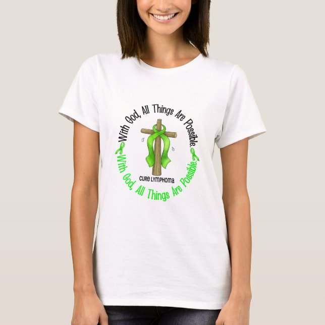 WITH GOD CROSS Non-Hodgkin’s Lymphoma T-Shirts (Front)