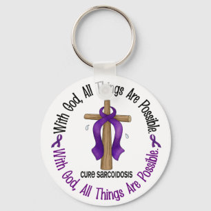 WITH GOD CROSS Sarcoidosis T-Shirts & Gifts Keychain