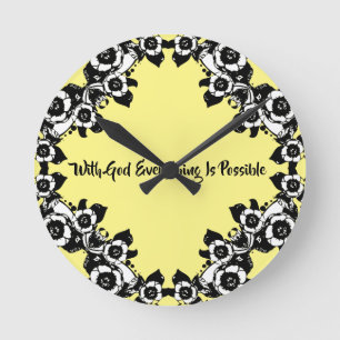 With God Everything Is Possible Bible Quotes Round Clock