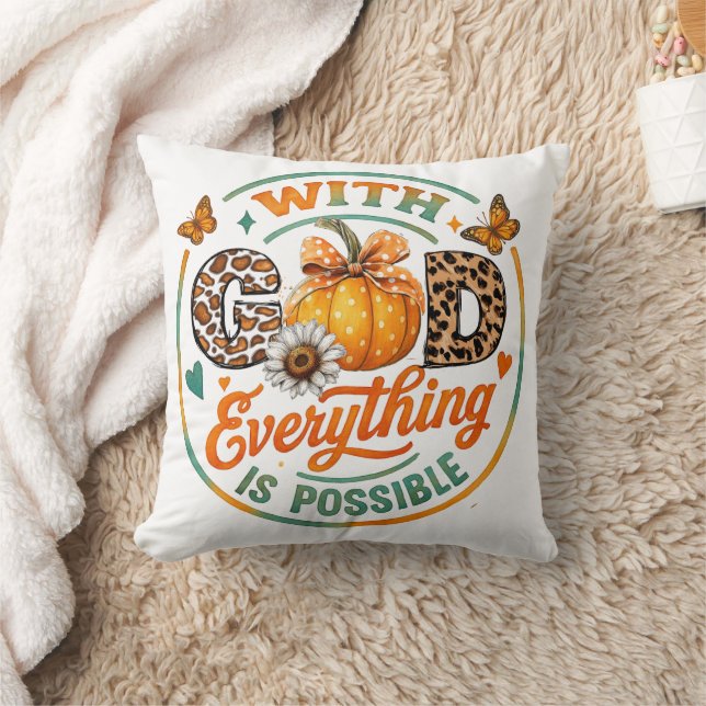 With God Everything Is Possible  Throw Pillow (Blanket)