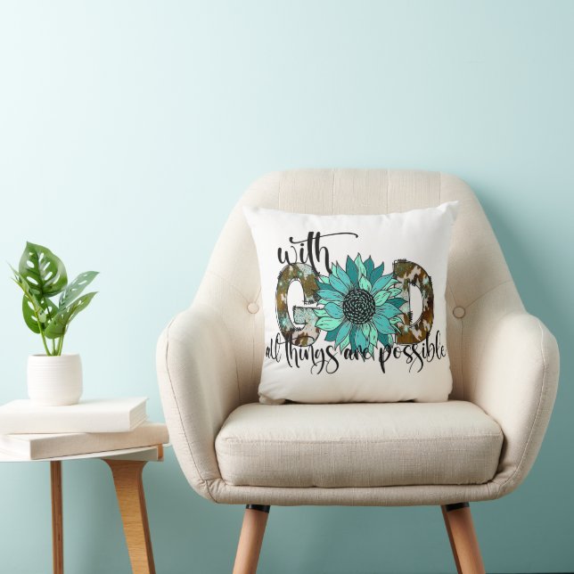 With God Floral Design Throw Pillow (Chair)