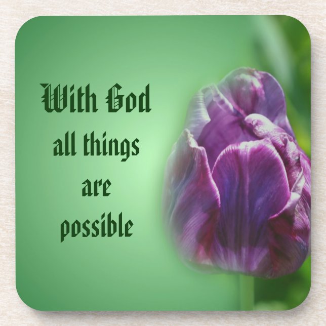 With God Floral Inspirational Coaster Set (Front)