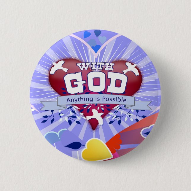 With God Hearts 2 Inch Round Button (Front)