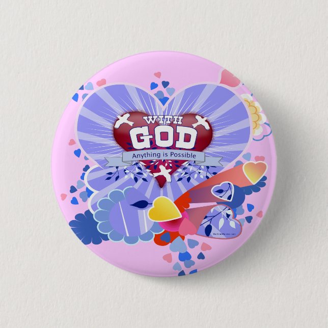 With God Hearts 2 Inch Round Button (Front)