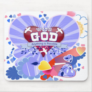 With God Hearts Mouse Pad