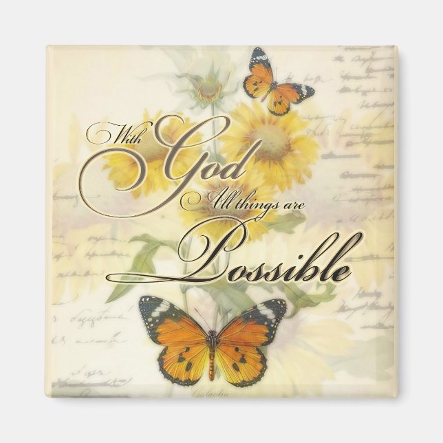 With God Sunflowers and butterfly   Magnet (Front)
