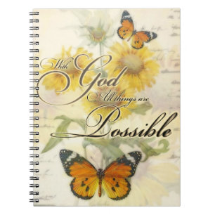 With God Sunflowers and butterfly Notebook