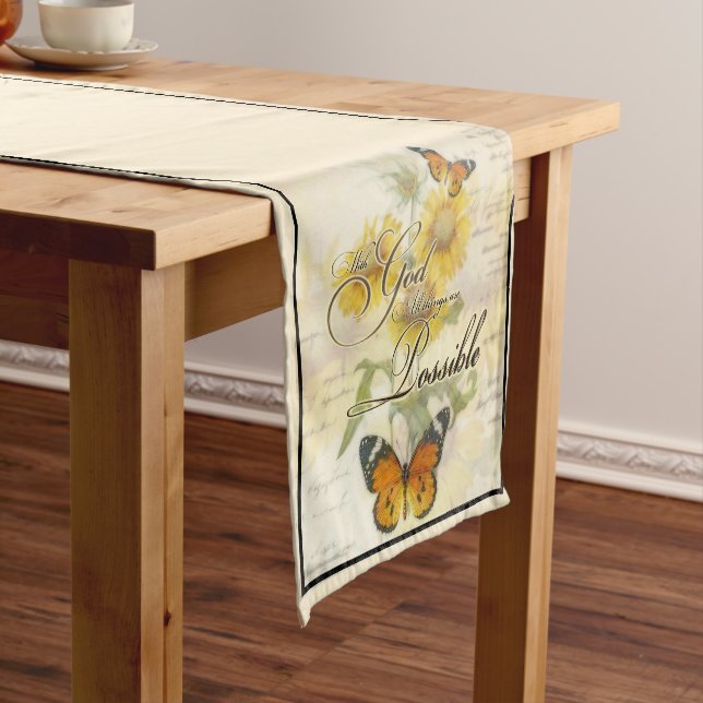 With God Sunflowers and butterfly   Short Table Ru Runner (In Situ)