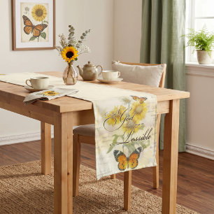 With God Sunflowers and butterfly Short Table Runner